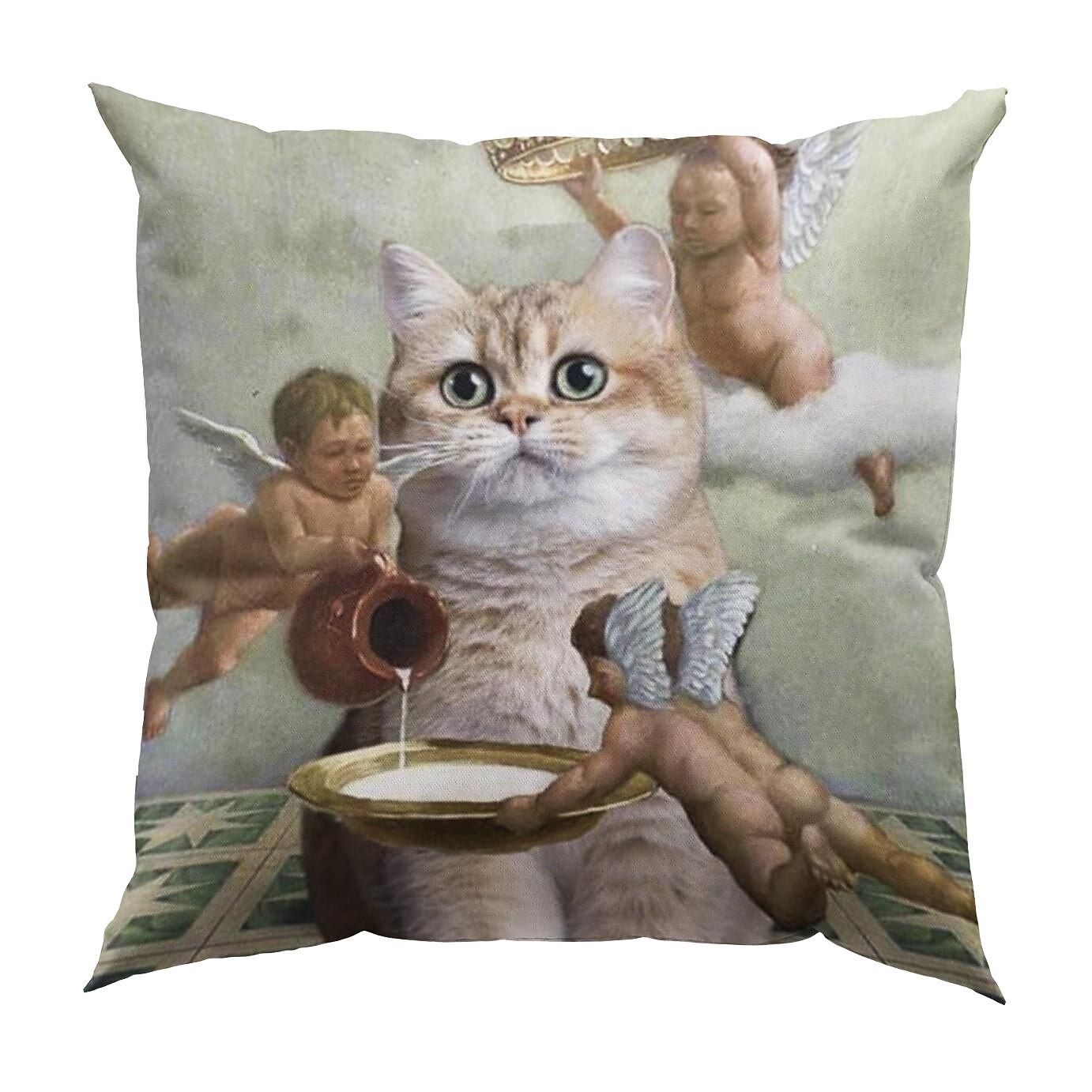 Funny Renaissance Cat Double Side Pillow Cover 4PC Soft Decorative Square Cushion Case Pillowcase for Bedroom Livingroom Sofa Couch Chair 2023 - US $14.99 –P9