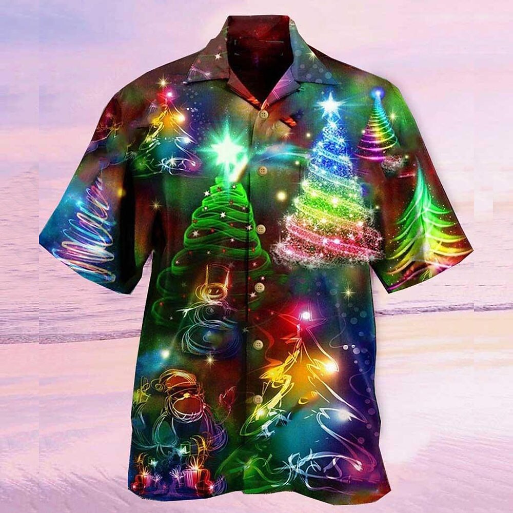 Men's T-shirt 3D Print Animal Santa Claus Graphics Hawaii Vacation Shirts