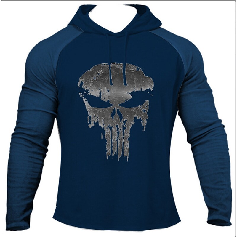 Men's Pullover Hoodie Sweatshirt Graphic Skull Lace-up Casual 