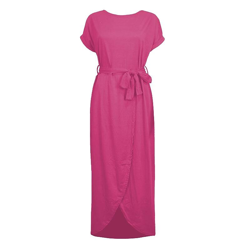 Fashion Front Slit Irregular Short Sleeve Dress 