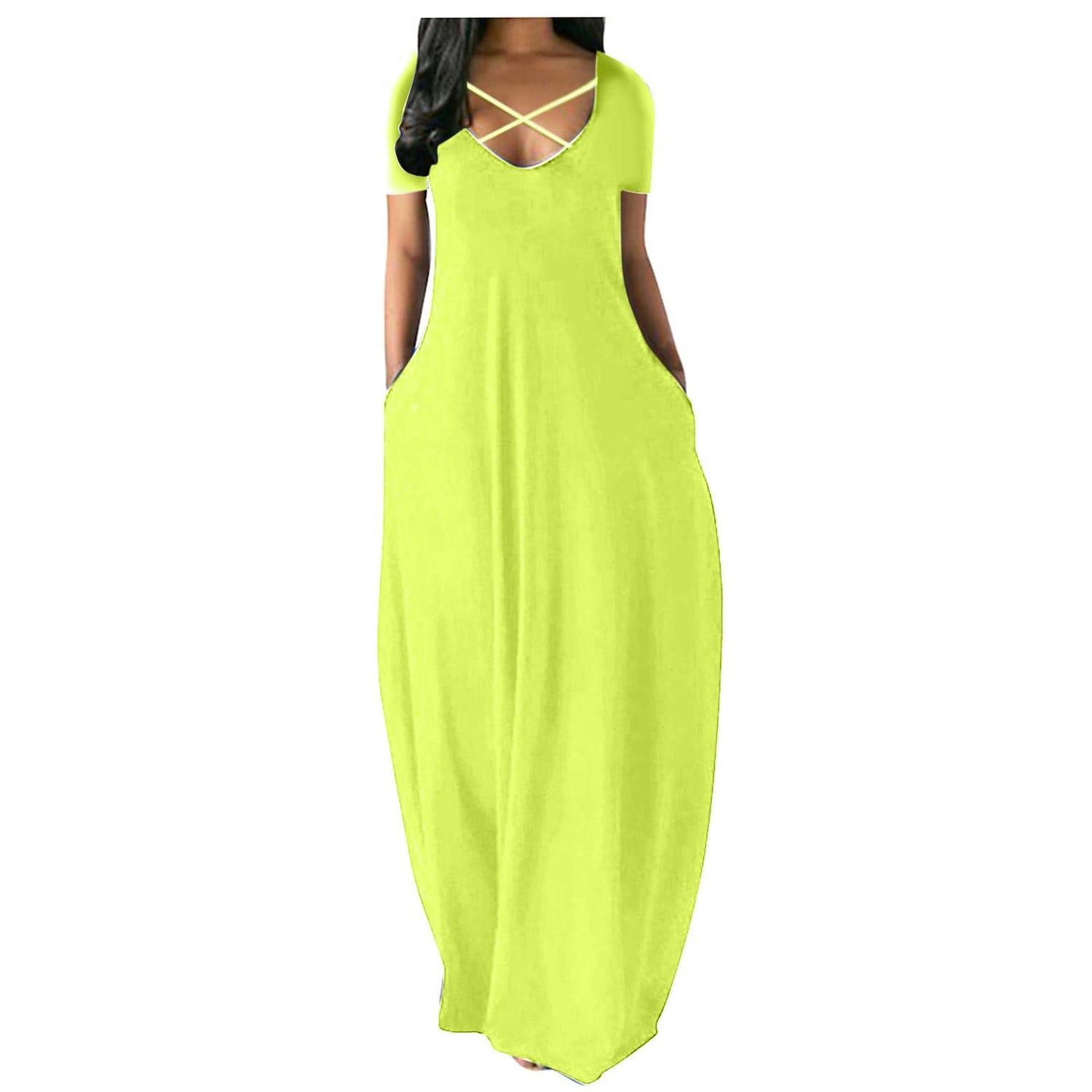 Women's solid color pocket stitching backless dress spot
