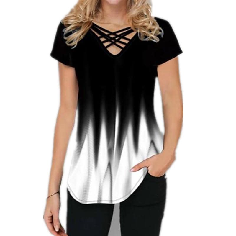 Women's Casual Short-sleeved V-neck T-shirt
