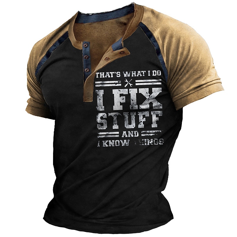 Men's Henley T-shirt 3D Print Street Casual Tops