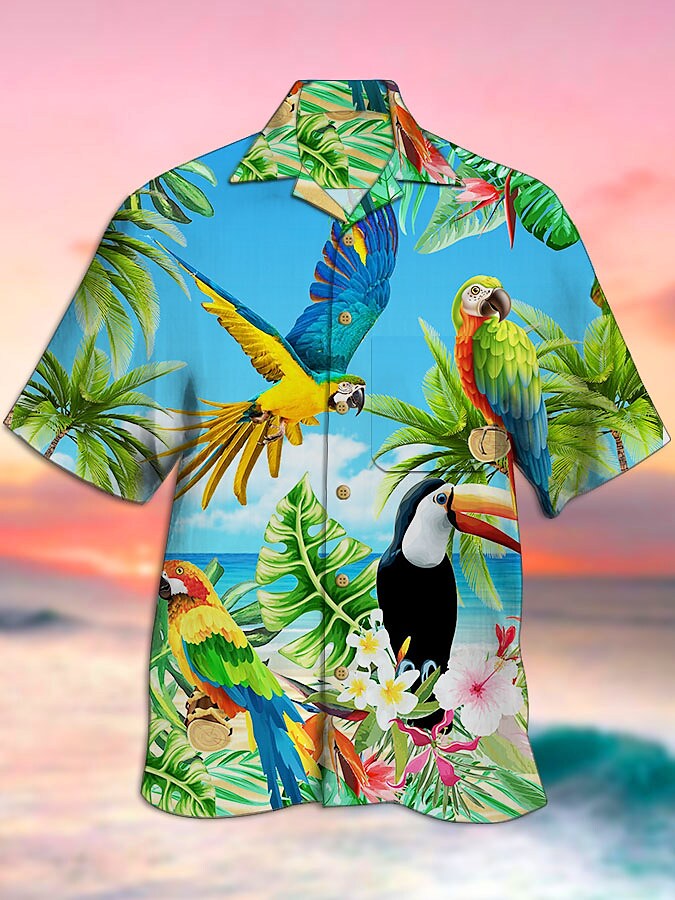 Men's T-shirt 3D Print Floral Bird Graphics Hawaii Vacation Shirts
