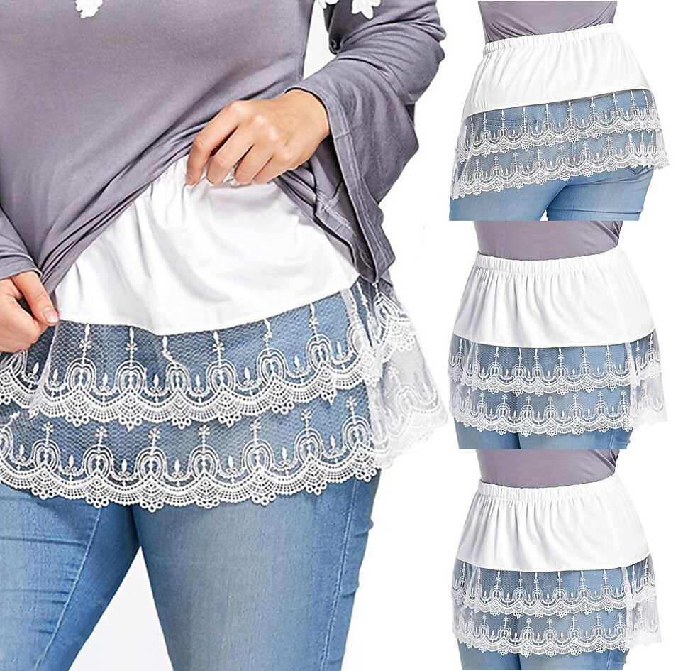 Women's Lace Plus Size Bottoming Outer Skirt