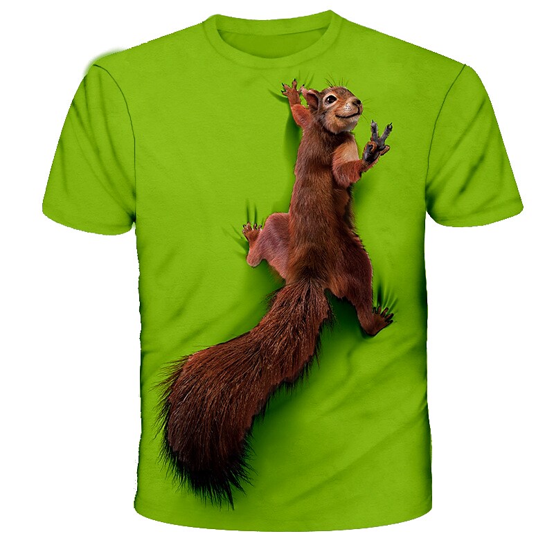 Men's T-shirt  3D Print Graphic Squirrel Animal Short Sleeve Tops