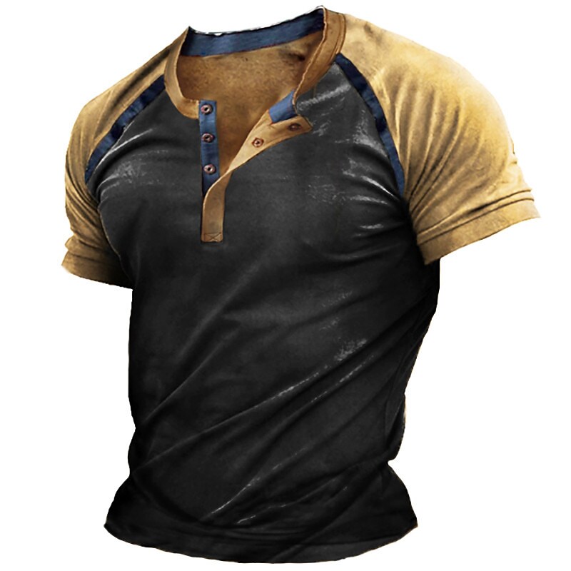 Men's Henley T-shirt 3D Print Graphic Casual Tops