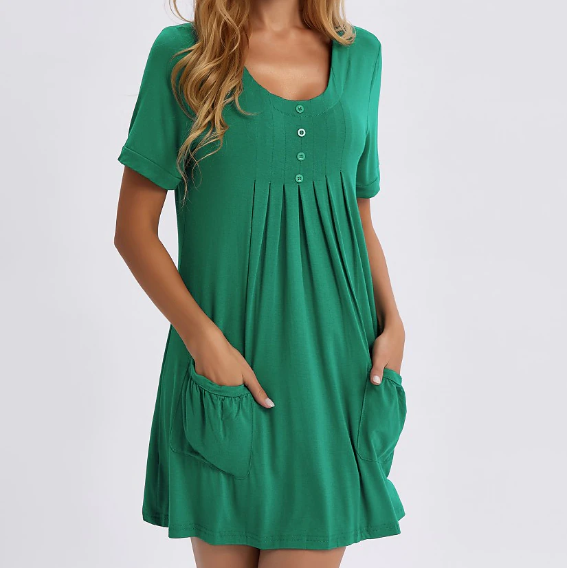 Women's Fashion New Round Neck Short-sleeved Casual Dress