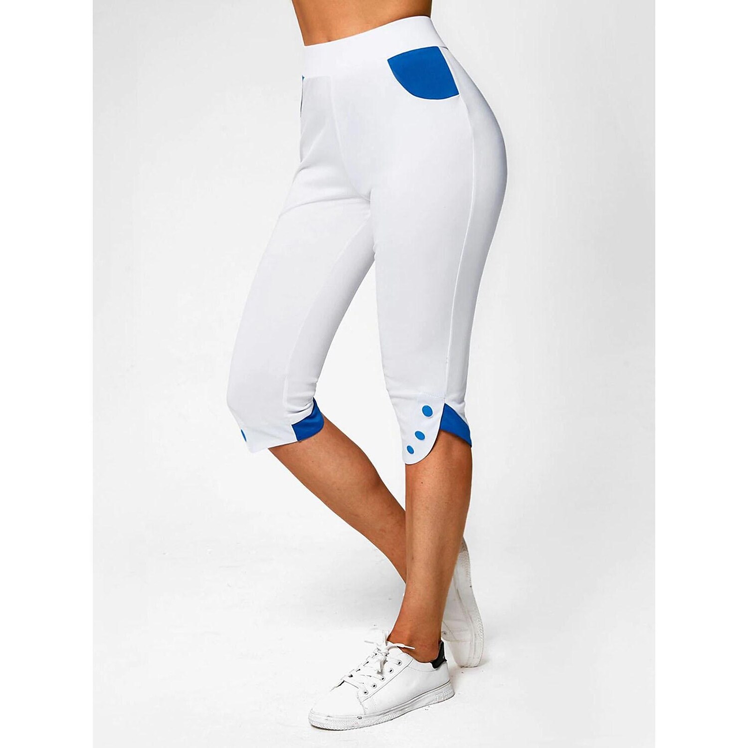 Women's color matching casual sports yoga cropped pants