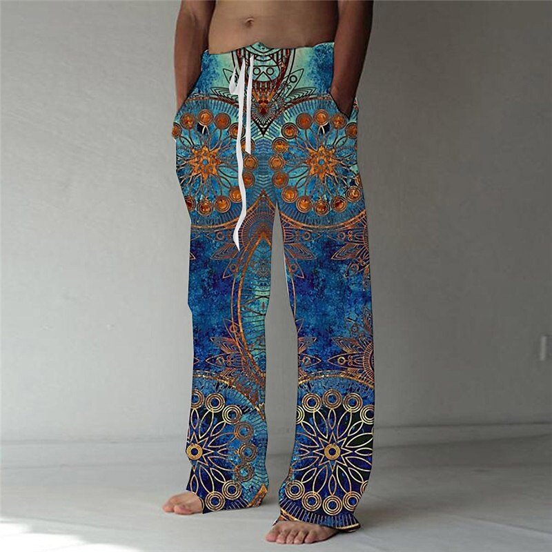 Men's Trousers Baggy 3D Print Elastic Drawstring Prints Flower / Floral Leopard Graphic Casual Pants