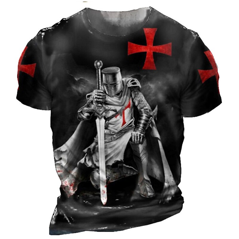 Men's Unisex T-shirt 3D Graphic Prints Soldier Crew Neck Casual Tops 