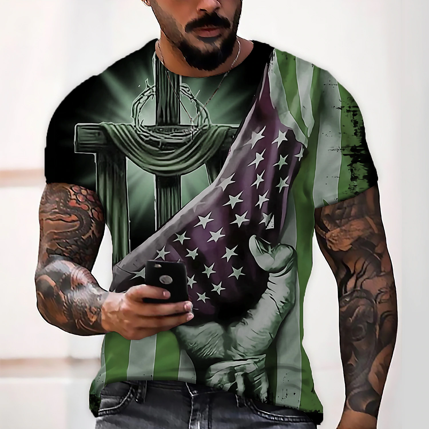 Men's Unisex Tee T-shirt 3D Print National Flag Casual Tops 