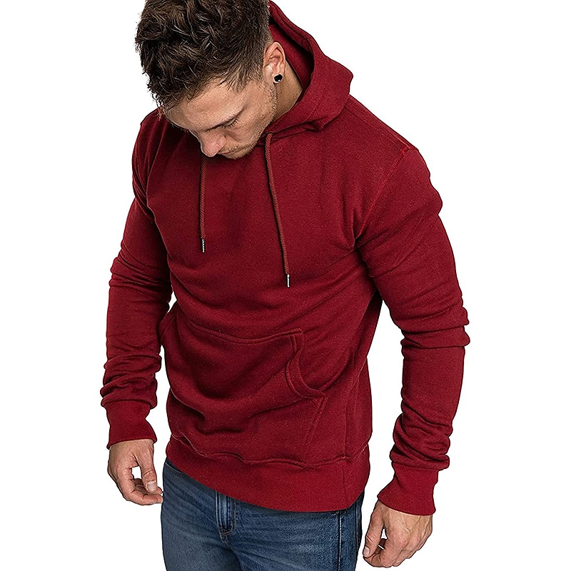 Men's Pullover Sweatshirt Solid Color Hoodies