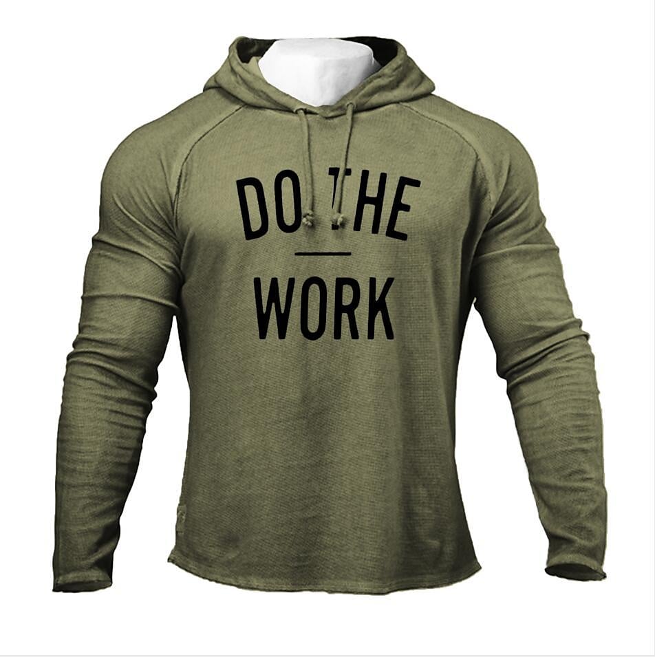 Men's Pullover Sweatshirt Graphic Letter Lace-up Casual Long Sleeve Hoodie 