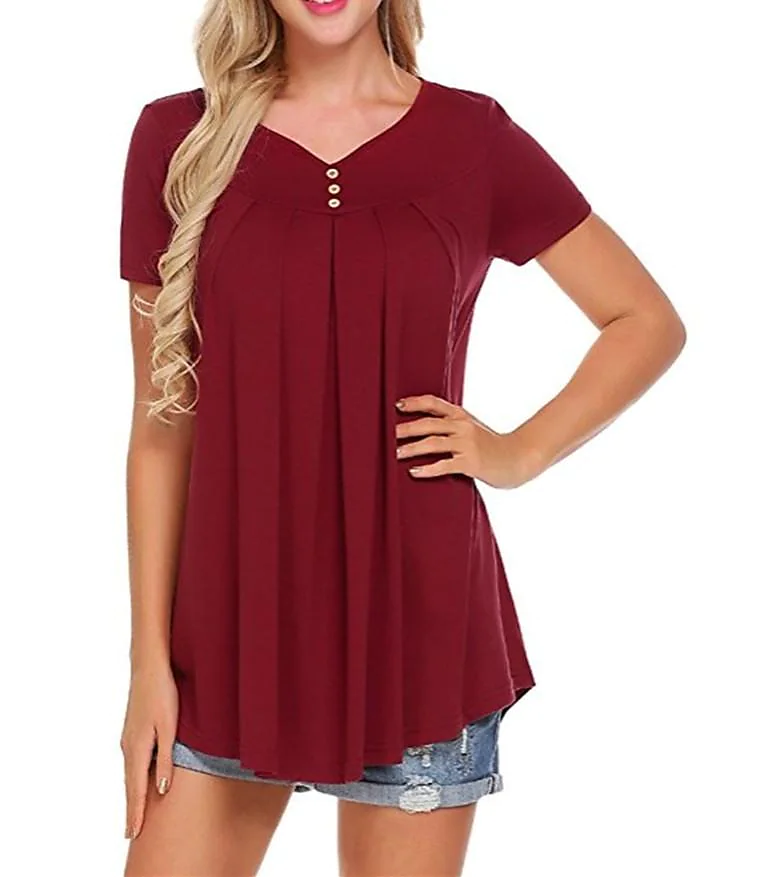 Women's Clothing Wish New V-neck Short-sleeved Loose T-shirt