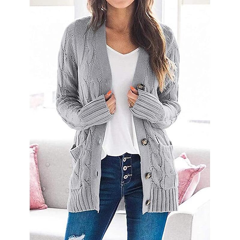Women's new cardigan v-neck single-breasted long-sleeved knitted sweater jacket