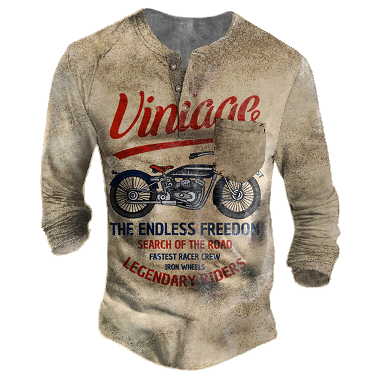 Men's Henley T-shirt 3D Print Graphic Motorcycle Long Sleeve Tops