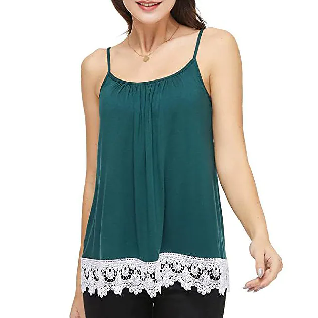 Women's Fashion Loose Lace Built-in Chest Pad Vest Top Clothing
