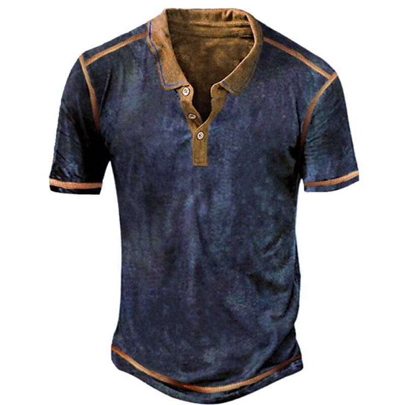 Men's Solid Color Short Sleeve 3D Print Daily  Button-Down Tops 
