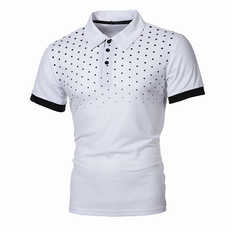 Men's Golf Shirt Polka Dot 3D Print Button-Down  Short Sleeve Shirt 
