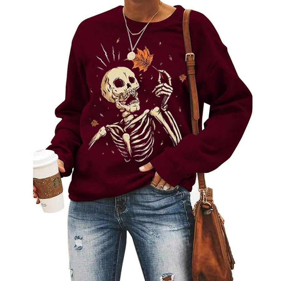 New women's Halloween ghost print long-sleeved sweater