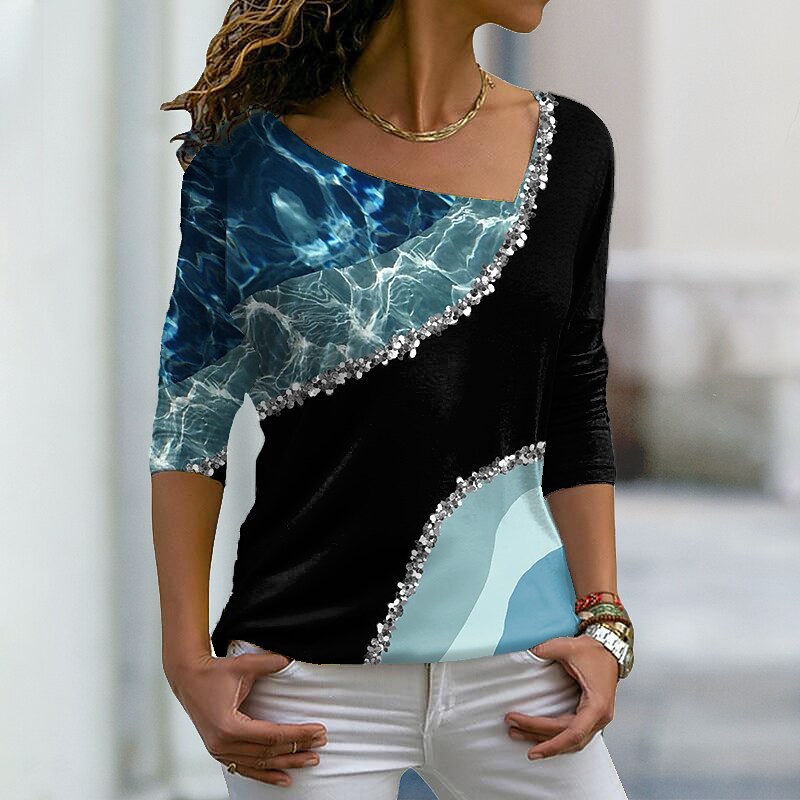 Women's Abstract Painting T-shirt Basic Tops 