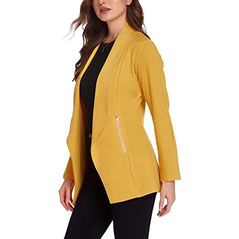 Women's solid color thin collar long-sleeved blazer