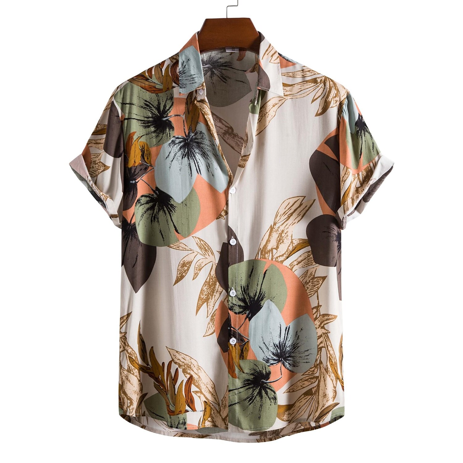Men's Casual Flowers Print Short Sleeve T-Shirt 