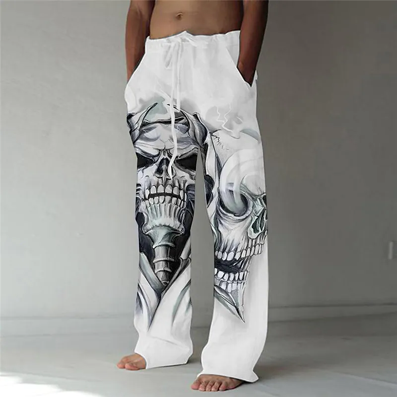 Men's Straight Trousers 3D Print Skull Graphic Soft Casual Pants 