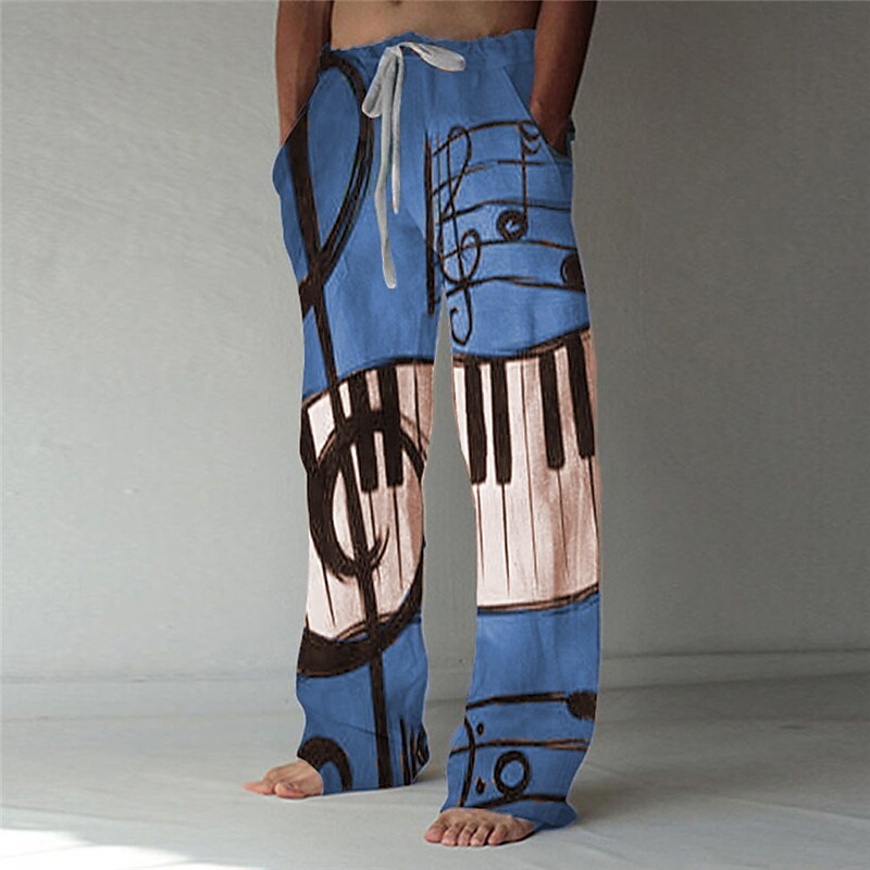 Men's Trousers Baggy 3D Print Elastic Drawstring Graphic Casual Pants