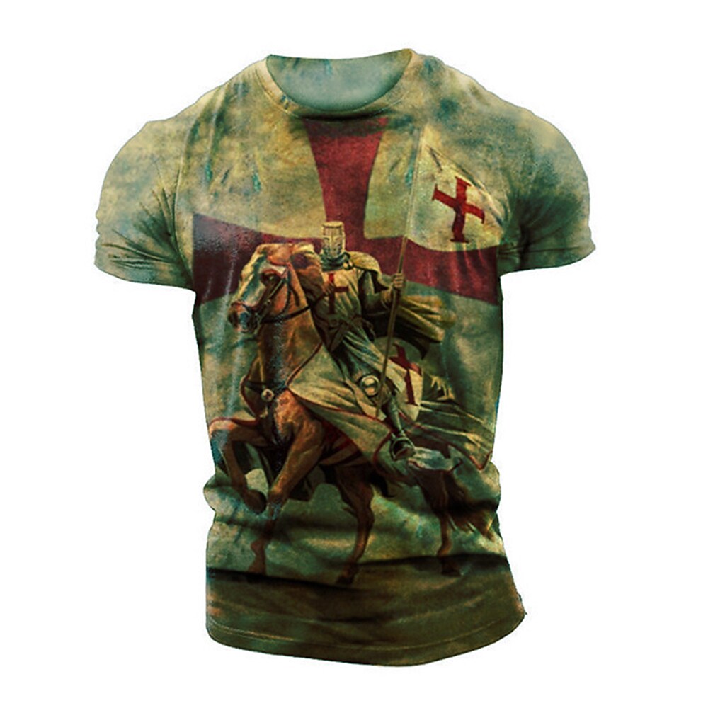 Men's 3D Print Patterned Soldier Casual Crew Neck T-shirt 