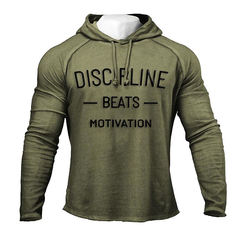 Men's Pullover Graphic Letter Lace up Casual Long Sleeve Hoodie Sweatshirt 