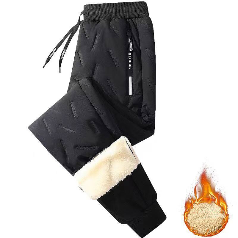 Men's Sherpa Winter Pants Trousers Casual Pants Drawstring Elastic Waist Zipper Pocket Solid Color Comfort Warm Casual Daily Going out Stylish Classic Style Black Black Straight Leg Micro-elastic