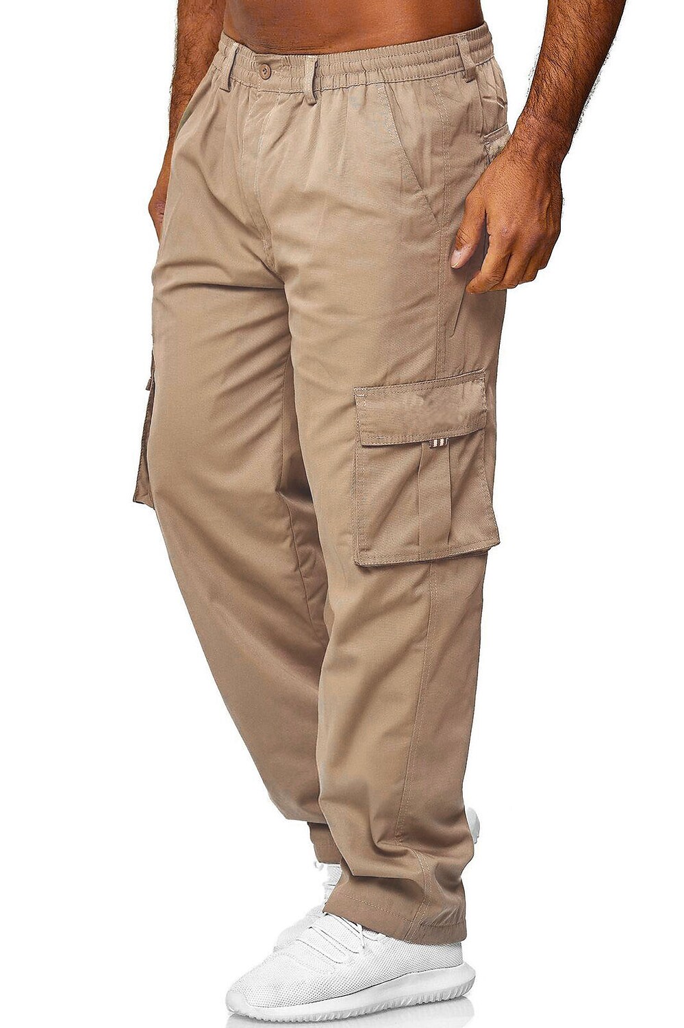 Men's Cargo Pants Work Pants Elastic Waist Multi Pocket Straight Leg Plain Sports Outdoor Cotton Blend Simple Casual Navy ArmyGreen
