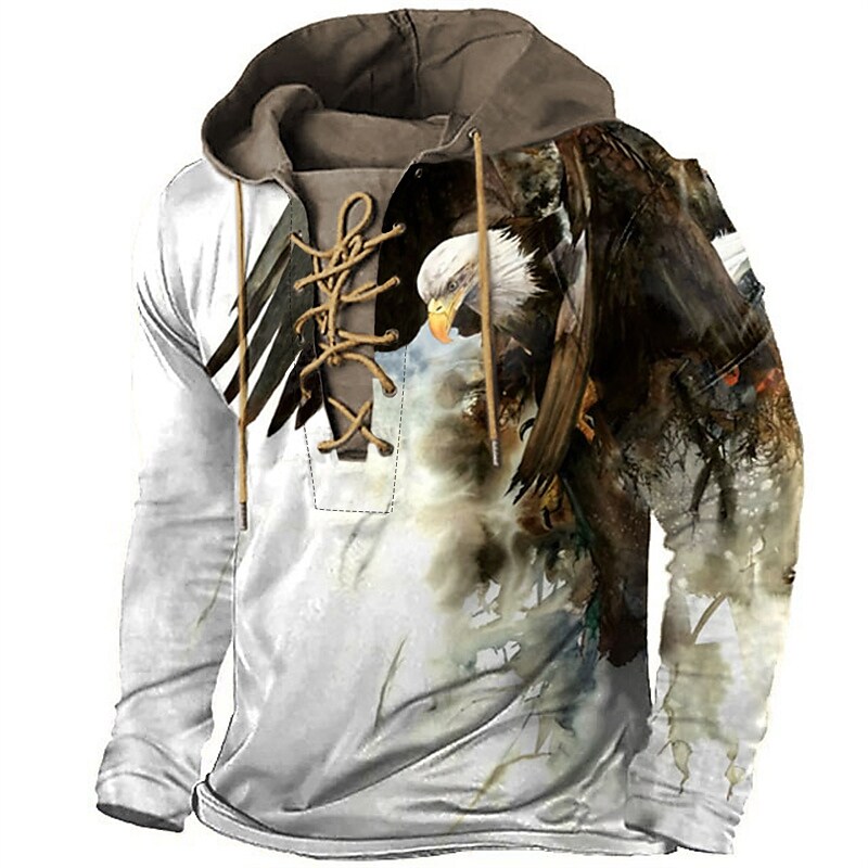 Men's Pullover Hoodie Sweatshirt Pullover Black And White White & Gree